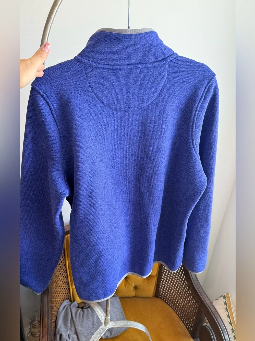 LL Bean Sweater Fleece Pullover Royal Blue Snap Gorpcore Misses L REG